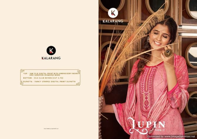 Kalarang Lupin 2 Jam Silk Cotton Designer Dress Material
